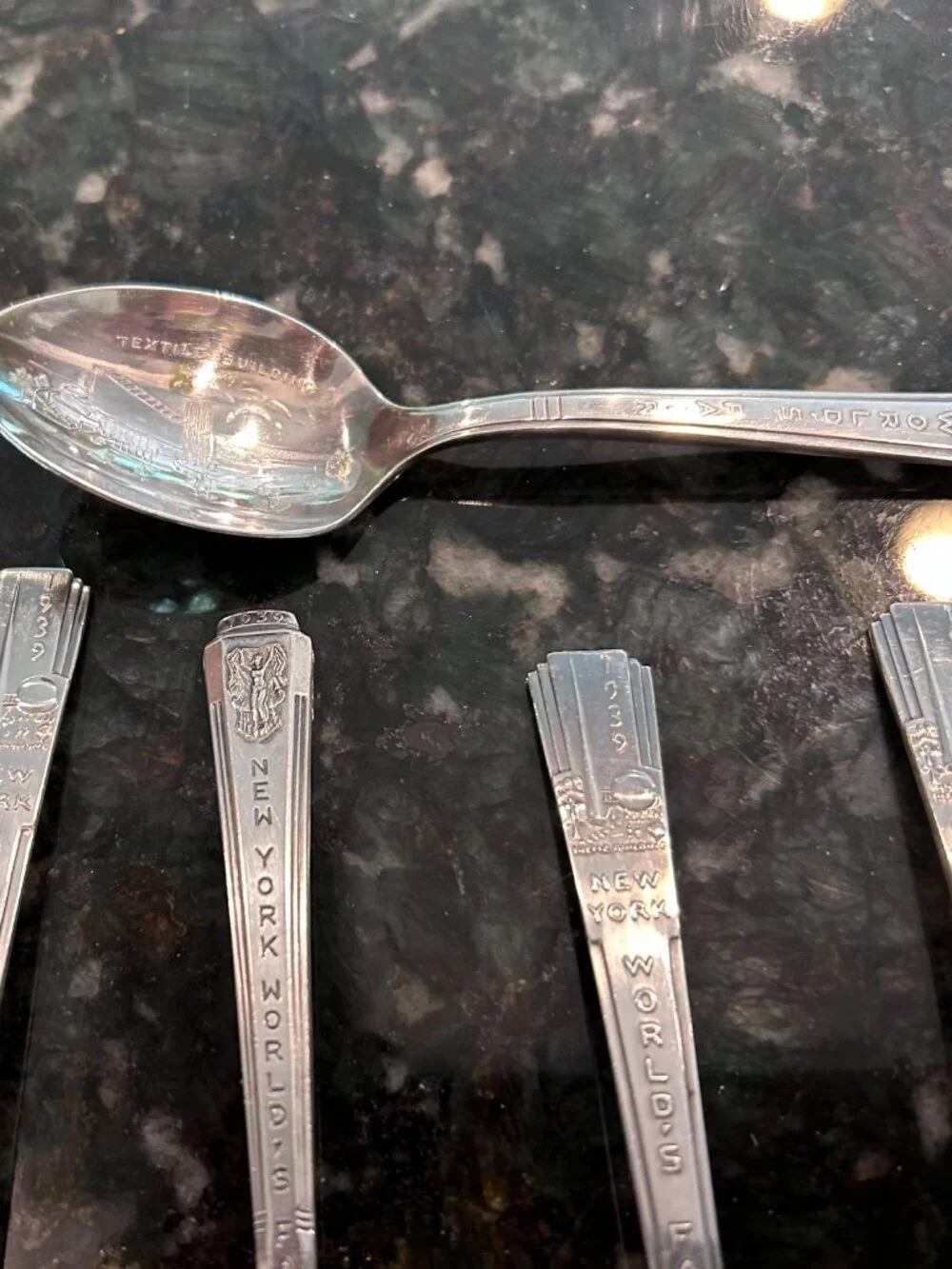 Lot of 11 Different 1939 World's Fair Silver-Plate Souvenir Spoons Wm Rogers Mfg
